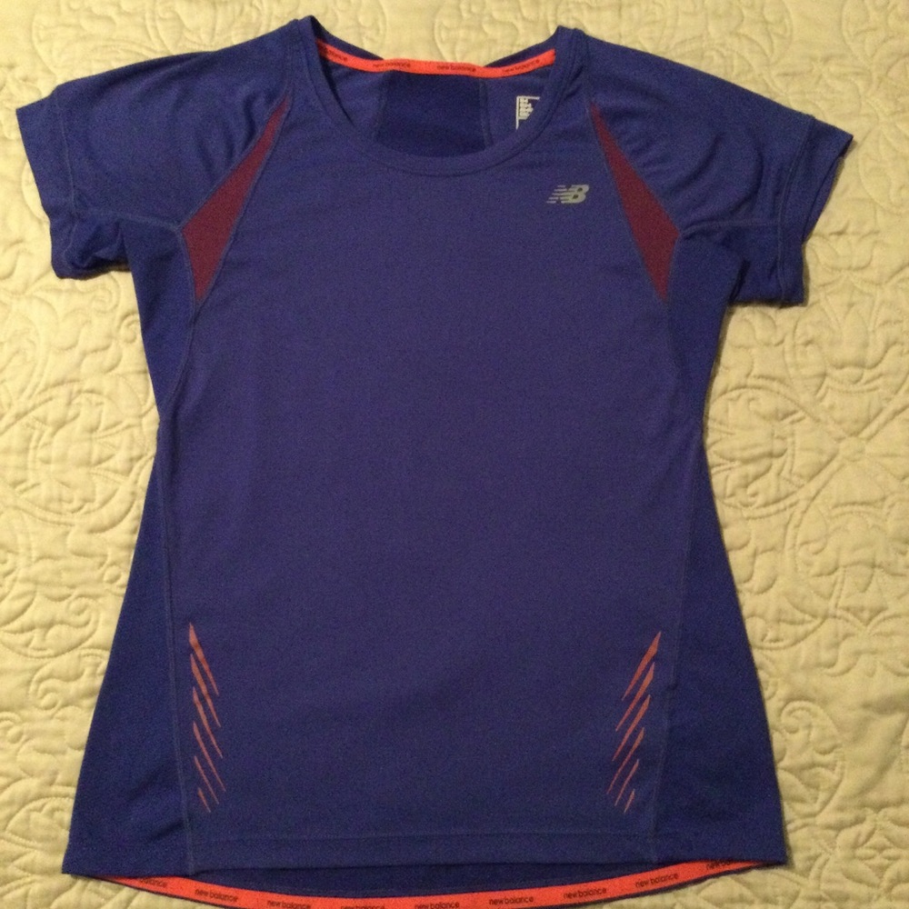 New Balance Purple Active Tee with Coral Accents